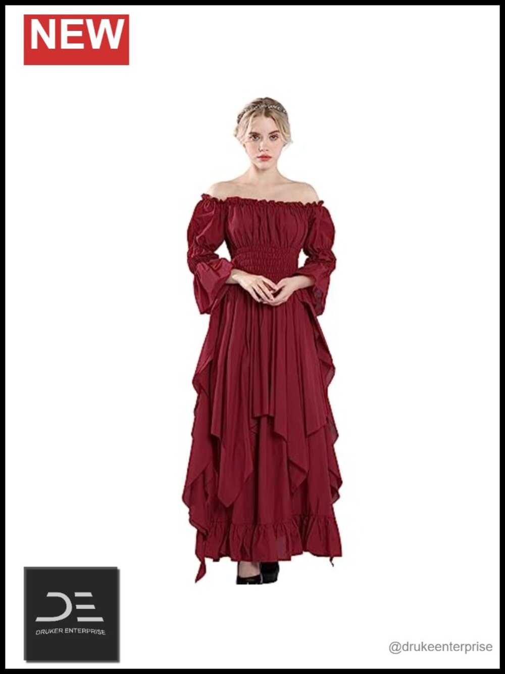 Victorian Renaissance Dress Long Sleeve Off Shoulder Plus Size Costume
